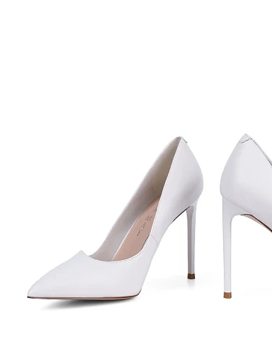 Женские туфли лодочки Mia May кожаные белые - фото 2 - Miraton