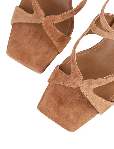 Женские босоножки Attizzare велюровые коричневые - фото 5 - Miraton