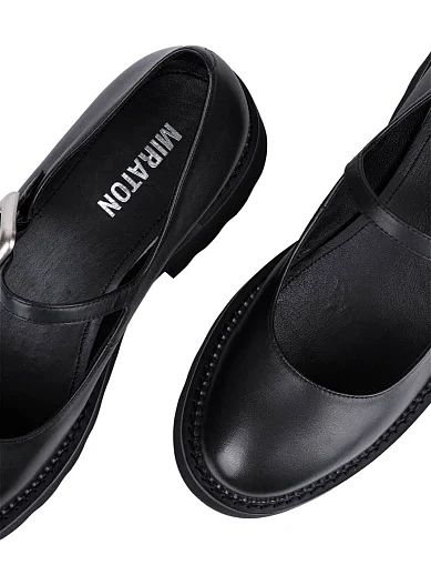 Женские туфли Мэри Джейн MIRATON кожаные черные - фото 5 - Miraton