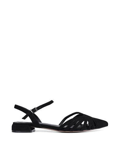 Жіночі балетки слінгбеки MIRATON велюрові чорні (JR865-1A) - фото 1 - Miraton