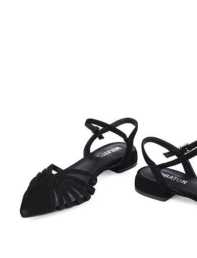 Жіночі балетки слінгбеки MIRATON велюрові чорні (JR865-1A) - фото 2 - Miraton