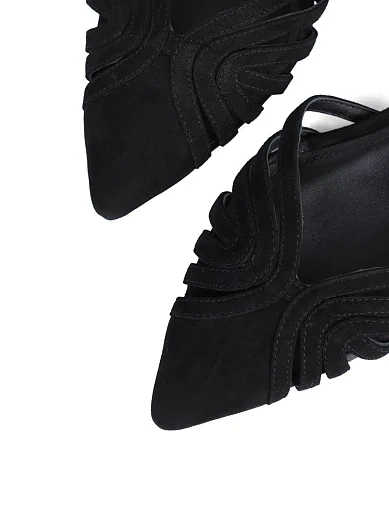 Жіночі балетки слінгбеки MIRATON велюрові чорні (JR865-1A) - фото 5 - Miraton