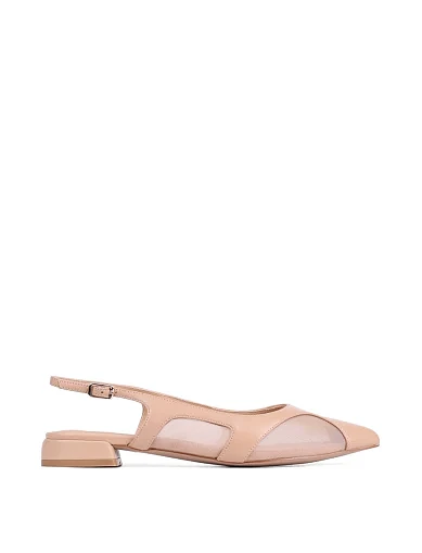 Женские балетки слингбеки MIRATON кожаные бежевые - фото 2 - Miraton