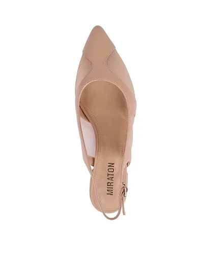 Женские балетки слингбеки MIRATON кожаные бежевые - фото 3 - Miraton