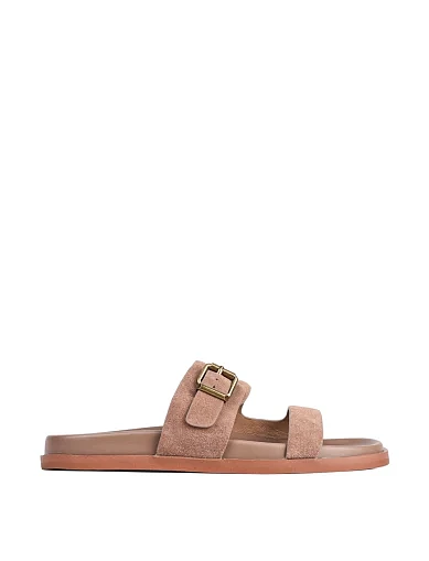 Женские шлепанцы MIRATON велюровые бежевые - фото 1 - Miraton