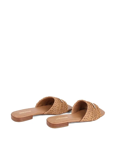 Женские шлепанцы MIRATON кожаные бежевые - фото 4 - Miraton