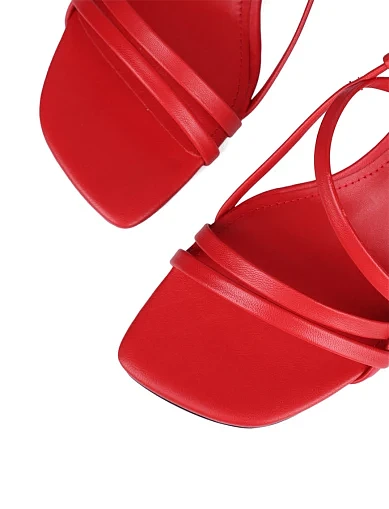 Женские босоножки MIRATON кожаные красные - фото 6 - Miraton