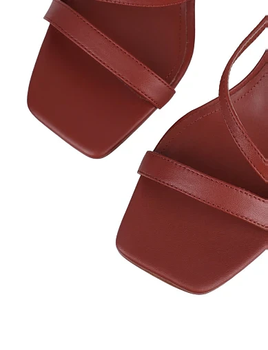 Женские босоножки MIRATON кожаные коричневые - фото 6 - Miraton