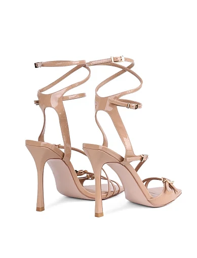 Женские босоножки MIRATON лаковые бежевые - фото 5 - Miraton