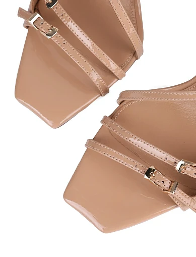 Женские босоножки MIRATON лаковые бежевые - фото 6 - Miraton