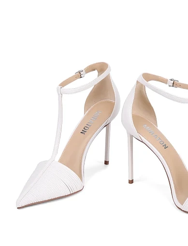 Женские туфли MIRATON кожаные белые - фото 3 - Miraton