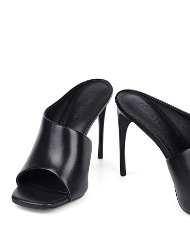 Жіночі сабо MIRATON шкіряні чорні (2569-1-10) - фото 3 - Miraton