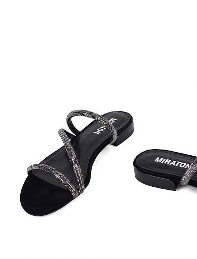 Женские шлепанцы MIRATON велюровые черные - фото 3 - Miraton