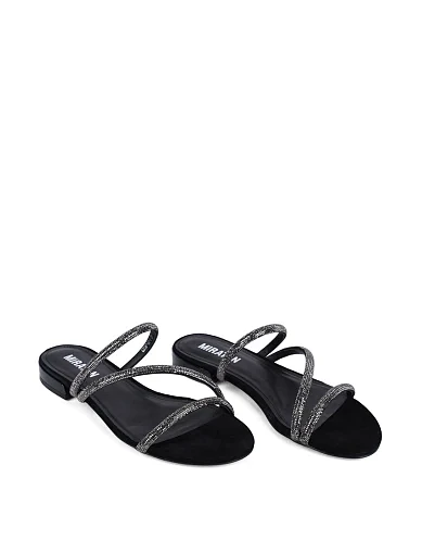 Женские шлепанцы MIRATON велюровые черные - фото 4 - Miraton