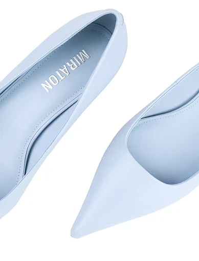 Женские туфли лодочки MIRATON кожаные голубые - фото 5 - Miraton