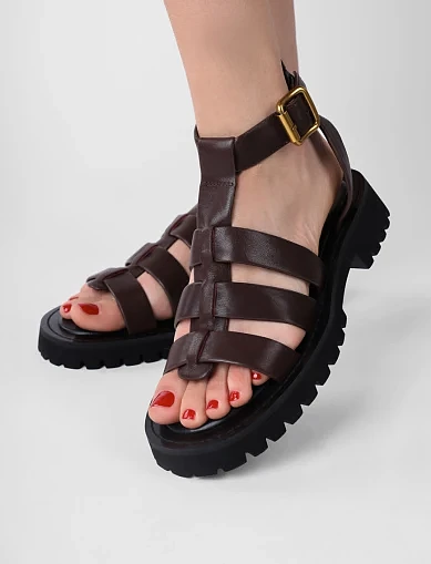 Женские сандалии MIRATON кожаные коричневые - фото 1 - Miraton