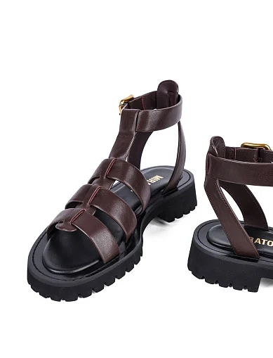 Женские сандалии MIRATON кожаные коричневые - фото 3 - Miraton