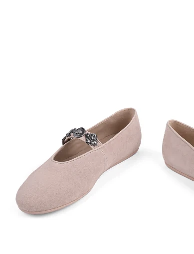 Жіночі балетки MIRATON велюрові бежеві (JR1073-3) - фото 2 - Miraton