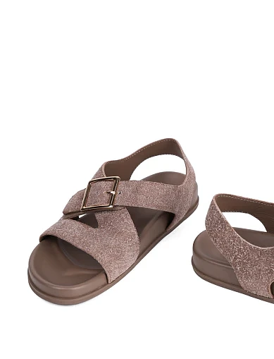 Женские сандалии MIRATON велюровые бежевые - фото 2 - Miraton