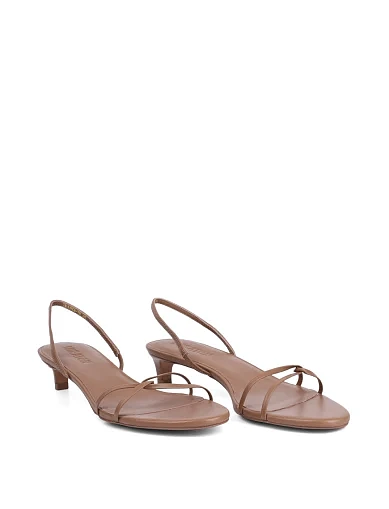 Женские босоножки MIRATON кожаные бежевые - фото 4 - Miraton