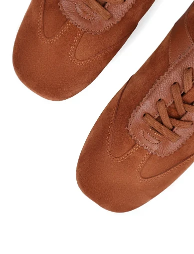 Женские кроссовки MIRATON велюровые коричневые - фото 5 - Miraton