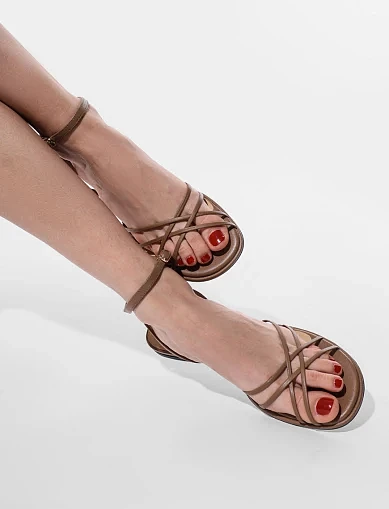 Женские сандалии MIRATON кожаные коричневые - фото 1 - Miraton