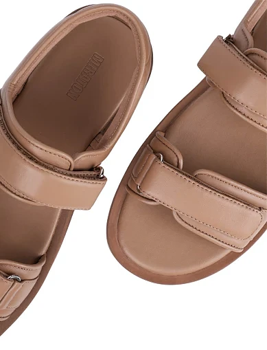 Женские сандалии MIRATON кожаные бежевые - фото 5 - Miraton