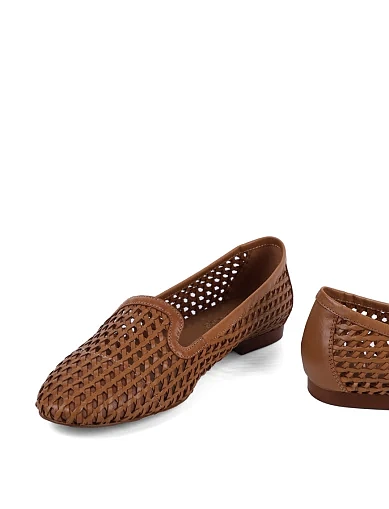 Женские слиперы MIRATON кожаные коричневые - фото 2 - Miraton