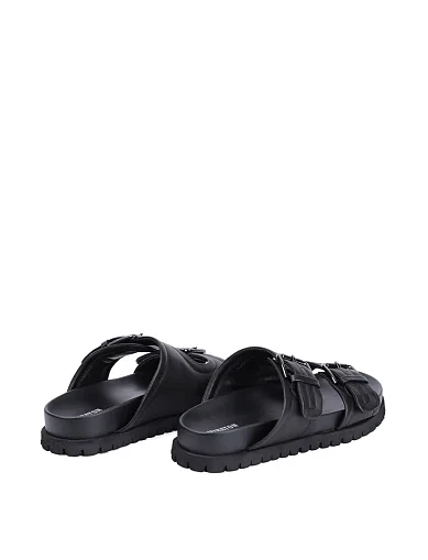 Женские шлепанцы MIRATON кожаные черные - фото 4 - Miraton