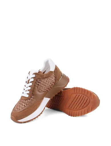 Женские кроссовки MIRATON кожаные коричневые - фото 2 - Miraton