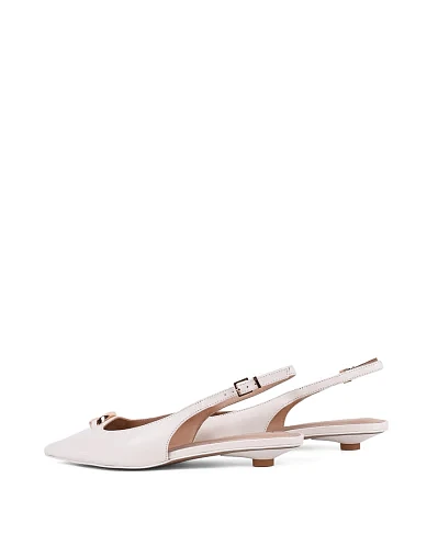 Женские балетки слингбеки MIRATON кожаные рисового цвета - фото 4 - Miraton