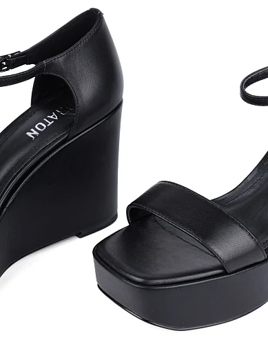 Женские босоножки MIRATON кожаные черные - фото 2 - Miraton