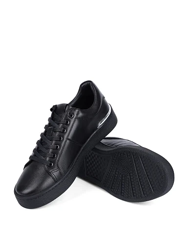 Женские кеды MIRATON кожаные черные - фото 2 - Miraton