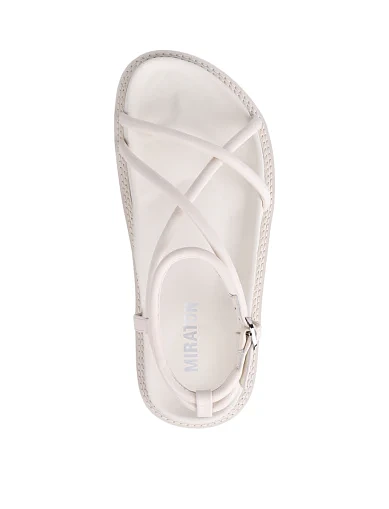 Женские сандалии MIRATON кожаные рисового цвета - фото 2 - Miraton