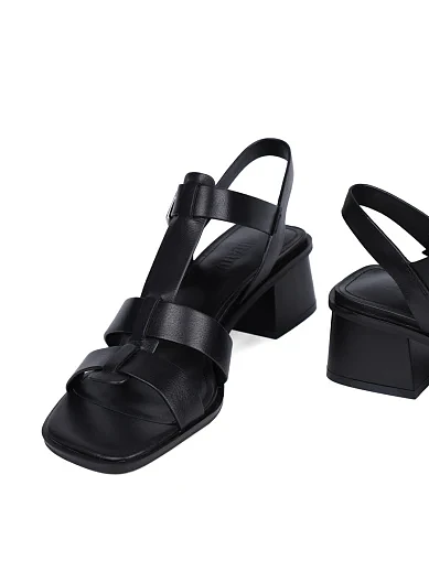 Женские босоножки MIRATON кожаные черные - фото 3 - Miraton