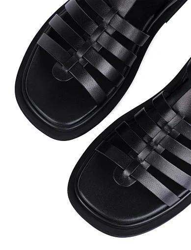 Женские сандалии MIRATON кожаные черные - фото 5 - Miraton