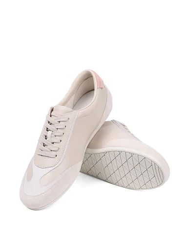 Женские кроссовки MIRATON кожаные бежевые - фото 2 - Miraton