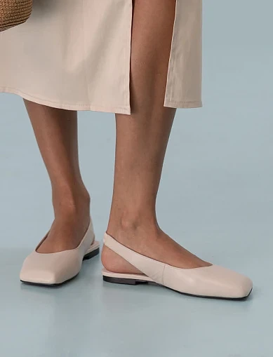 Женские балетки MIRATON кожаные рисового цвета - фото 2 - Miraton