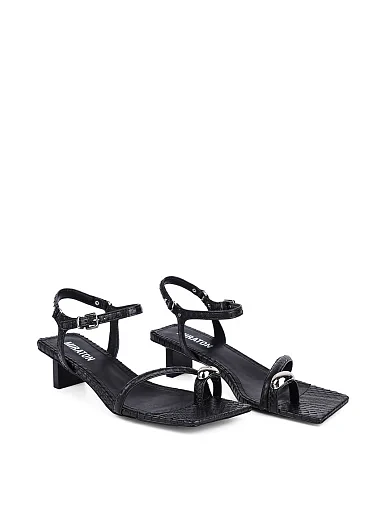 Женские босоножки MIRATON кожаные черные - фото 3 - Miraton