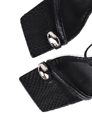 Женские босоножки MIRATON кожаные черные - фото 5 - Miraton