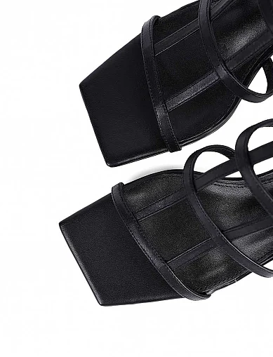 Женские босоножки MIRATON кожаные черные - фото 6 - Miraton