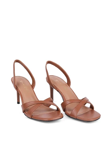 Женские босоножки Mia May кожаные коричневые - фото 3 - Miraton