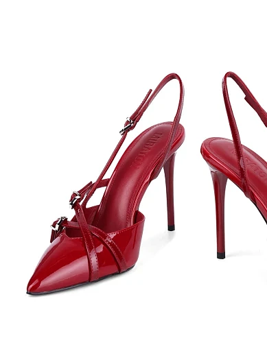 Жіночі туфлі слінгбеки MIRATON лакові бордові (1959-132-H185) - фото 2 - Miraton