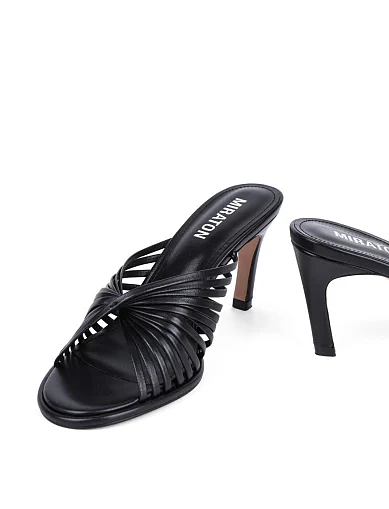 Женские сабо MIRATON кожаные черные - фото 2 - Miraton