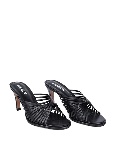 Женские сабо MIRATON кожаные черные - фото 3 - Miraton