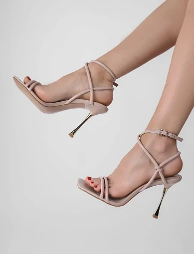 Женские босоножки MIRATON кожаные бежевые - фото 1 - Miraton