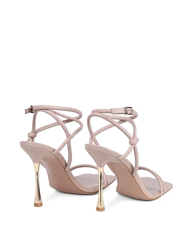 Женские босоножки MIRATON кожаные бежевые - фото 5 - Miraton