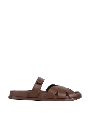 Женские шлепанцы MIRATON кожаные коричневые - фото 2 - Miraton