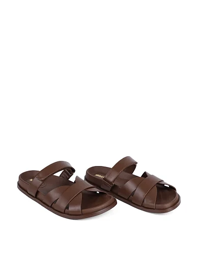 Женские шлепанцы MIRATON кожаные коричневые - фото 4 - Miraton