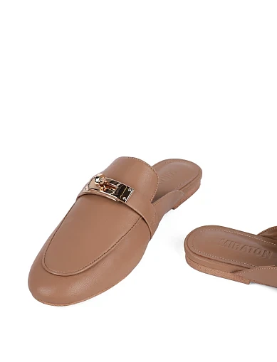 Жіночі сліпери MIRATON шкіряні бежеві (22A07-8-13) - фото 2 - Miraton